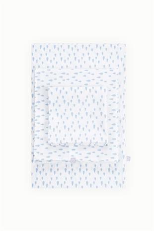 BouminiBoumini % 100 Pamuk Bebek Nevresim Takımı Yağmur Damlası MaviNevresim Takımları