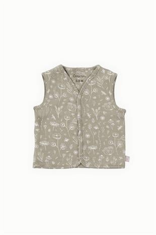 BouminiBoumini Bebek Yelek Çift Taraflı Bahar Çiçekli HakiYelek