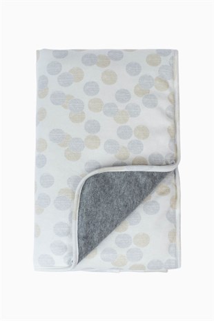 Boumini 100x150 cm Pamuklu Bebek Battaniye Çift Taraflı Elyaf Dolgulu Puantiyeler