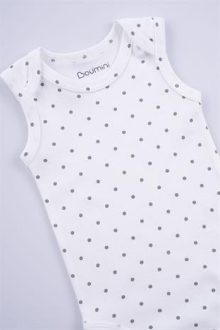 Boumini Kolsuz Çıtçıtlı Atlet İnterlok Bebek Body Gri PuantiyeliBody&Zıbın Boumini Kolsuz Çıtçıtlı Atlet İnterlok Bebek Body Gri Puantiyeli Boumini