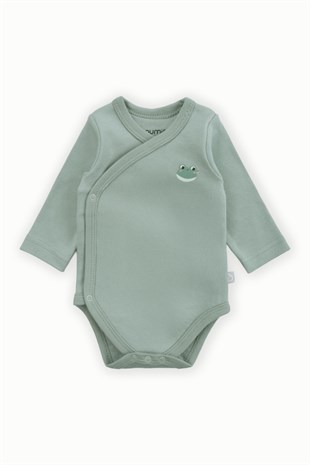 BouminiBoumini Pamuklu Bebek Kruvaze Uzun Kollu Body YeşilBody&Zıbın