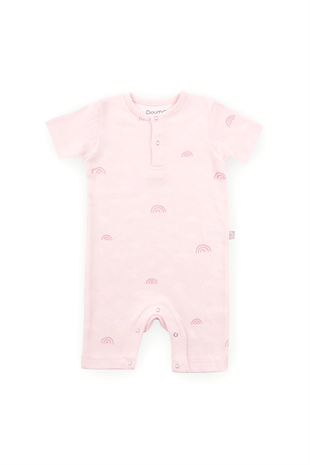 BouminiBoumini Pamuklu Kısa Kollu Şort Bebek Tulum Pembe GökkuşağıTulum