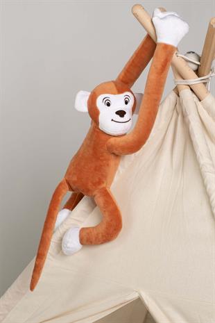 Boumini Toys Boyuna Sarılan Peluş Maymun Kiremit Elleri Çıtçıtlı 55 cm