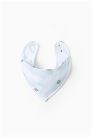 Bebek Sıvı Geçirmez Fular Bandana Önlük Yeşil Puantiyeler