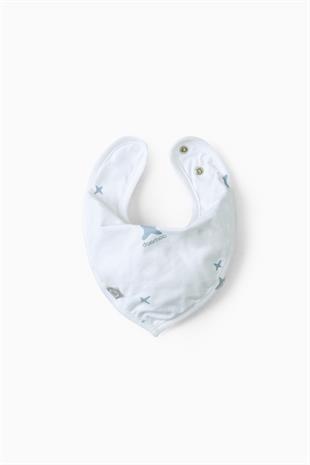 Bebek Sıvı Geçirmez Fular Bandana Önlük Yıldızlar Mavi