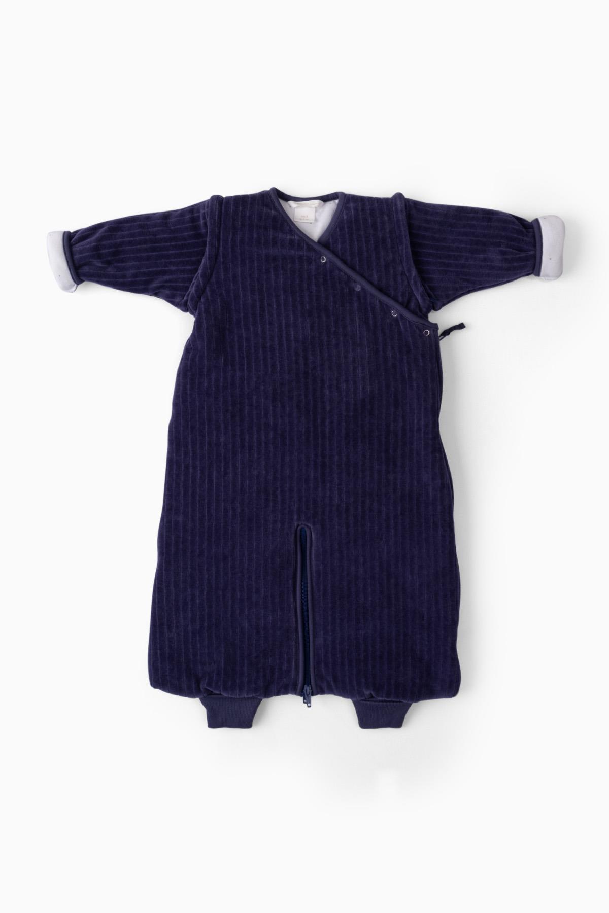 Dolgulu Bebek Uyku Tulumu 6-12 Ay 3 tog Lacivert Kadife Astarlı