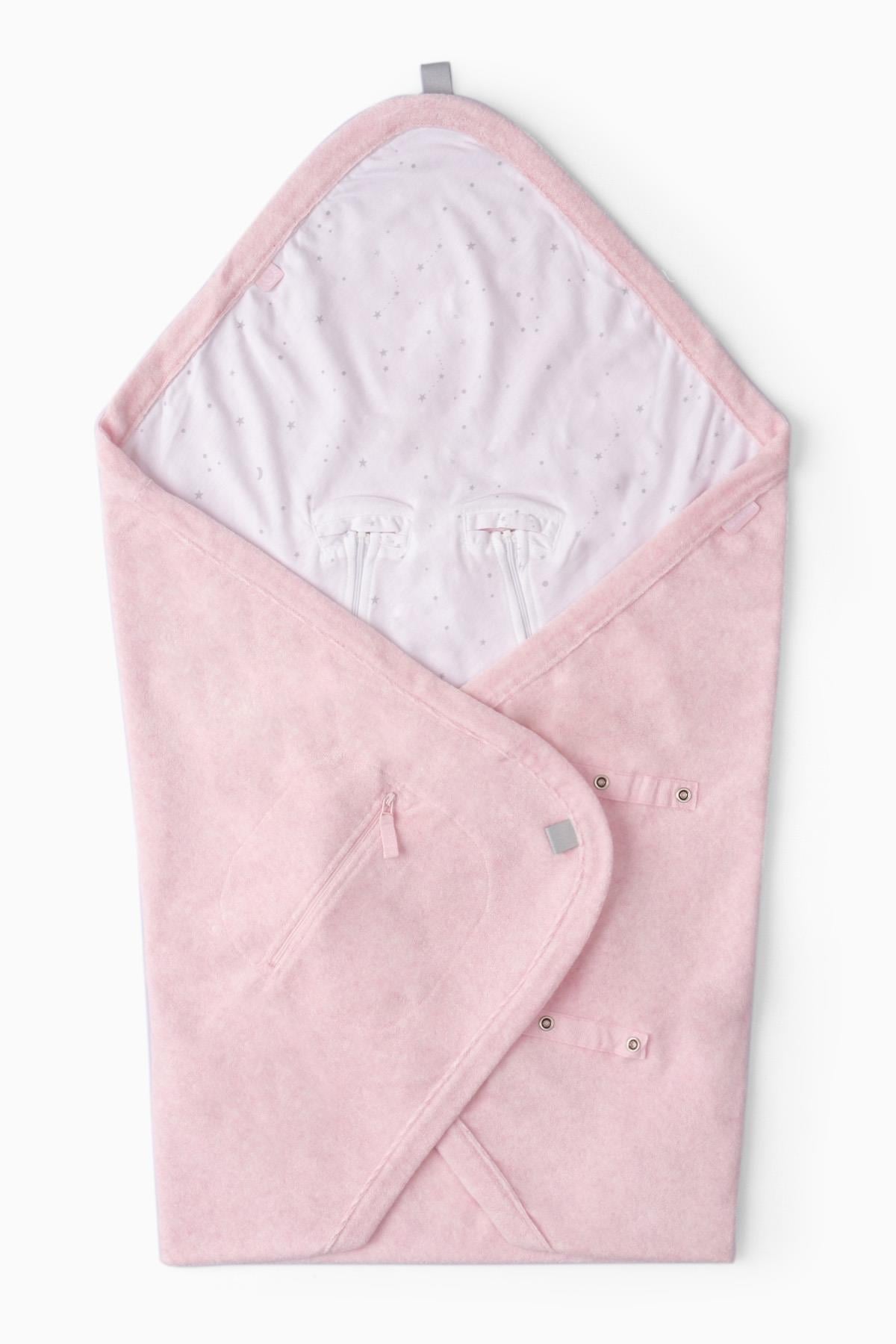 Bebek Arabası Uyumlu Piko Puset Battaniyesi 90x90 cm Pembe Melanj