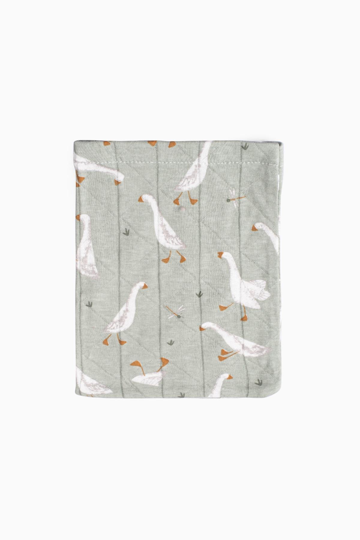 Bebek Müslin Kese Kaz Desenli Yeşil