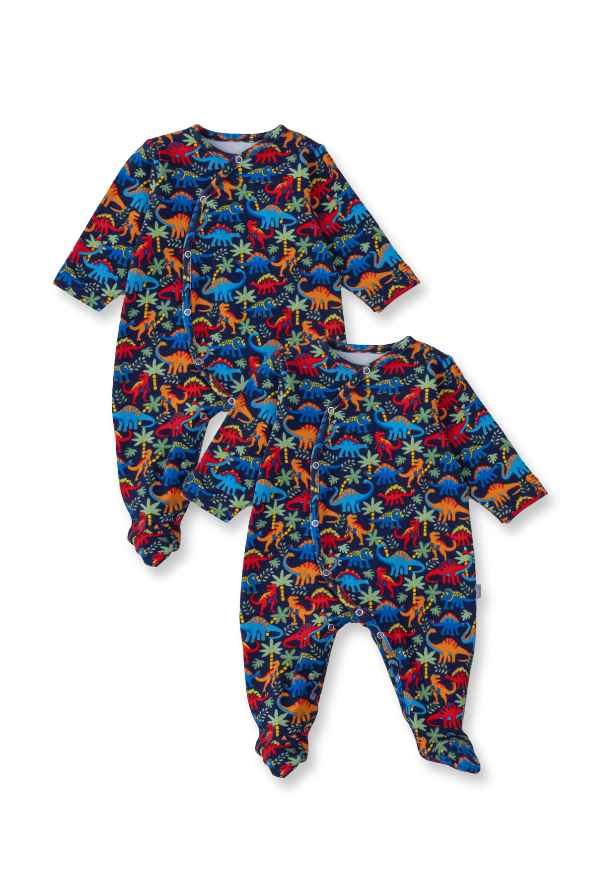 Boumini Pamuklu 2'li Bebek Patikli Tulum Dinozorlar Lacivert