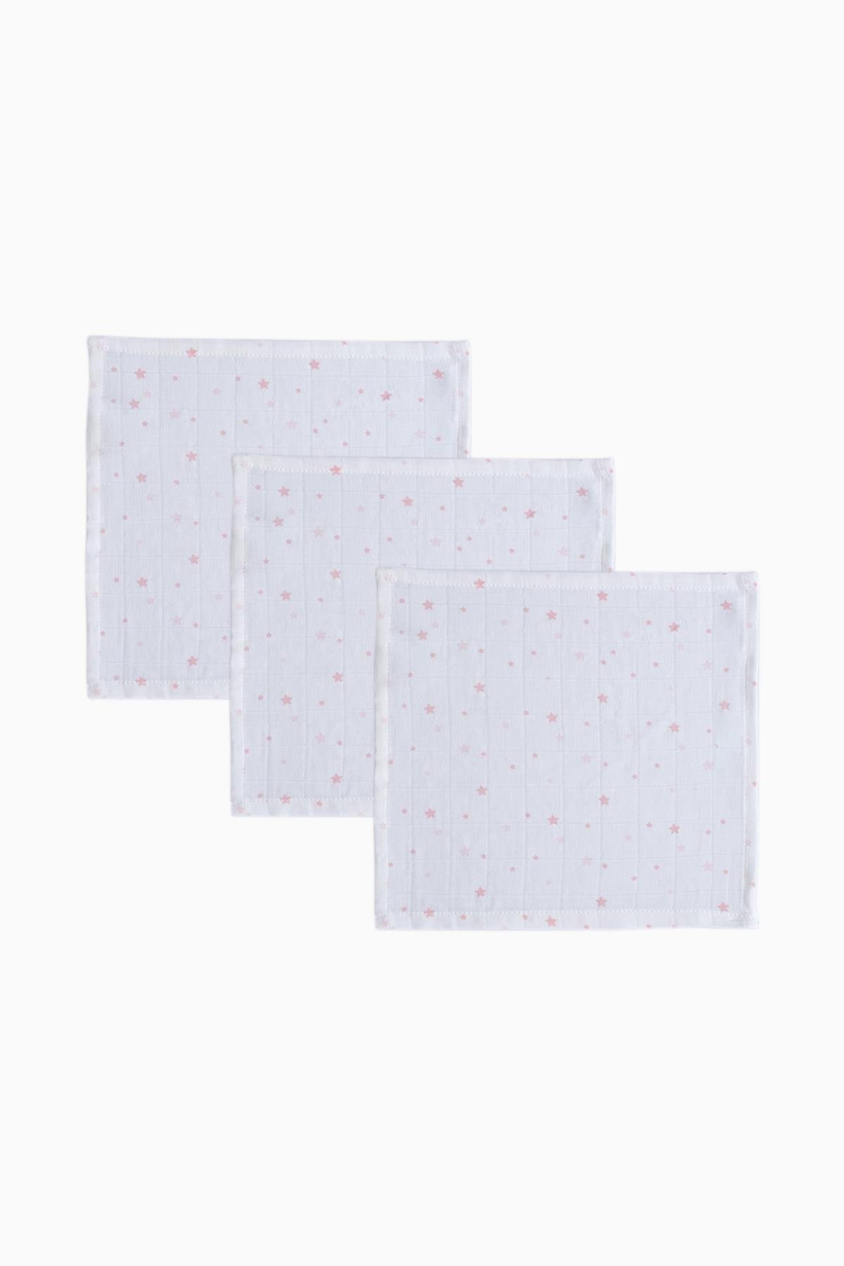 3'lü Müslin Bebek Ağız Bezi Yıldız Desenli  Pembe 25x25 cmAğız Bezi 3'lü Müslin Bebek Ağız Bezi Yıldız Desenli  Pembe 25x25 cm Uygun Bebe