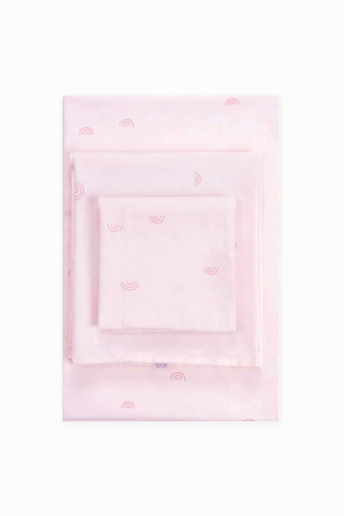 Boumini % 100 Pamuk Bebek Nevresim Takımı Gökkuşağı Pembe