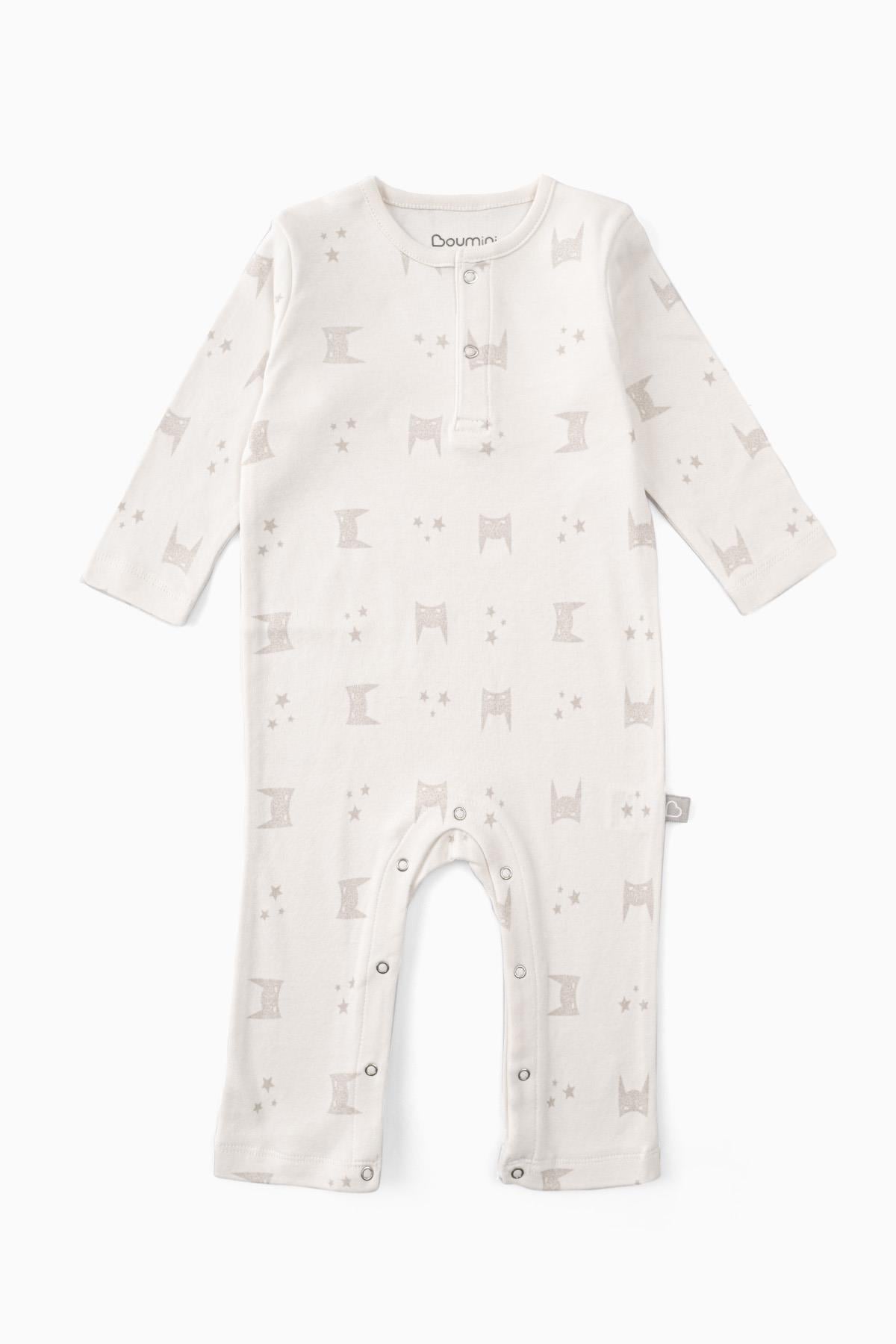 Boumini Bebek Uzun Kollu Çıtçıtlı Tulum I am Batman Krem