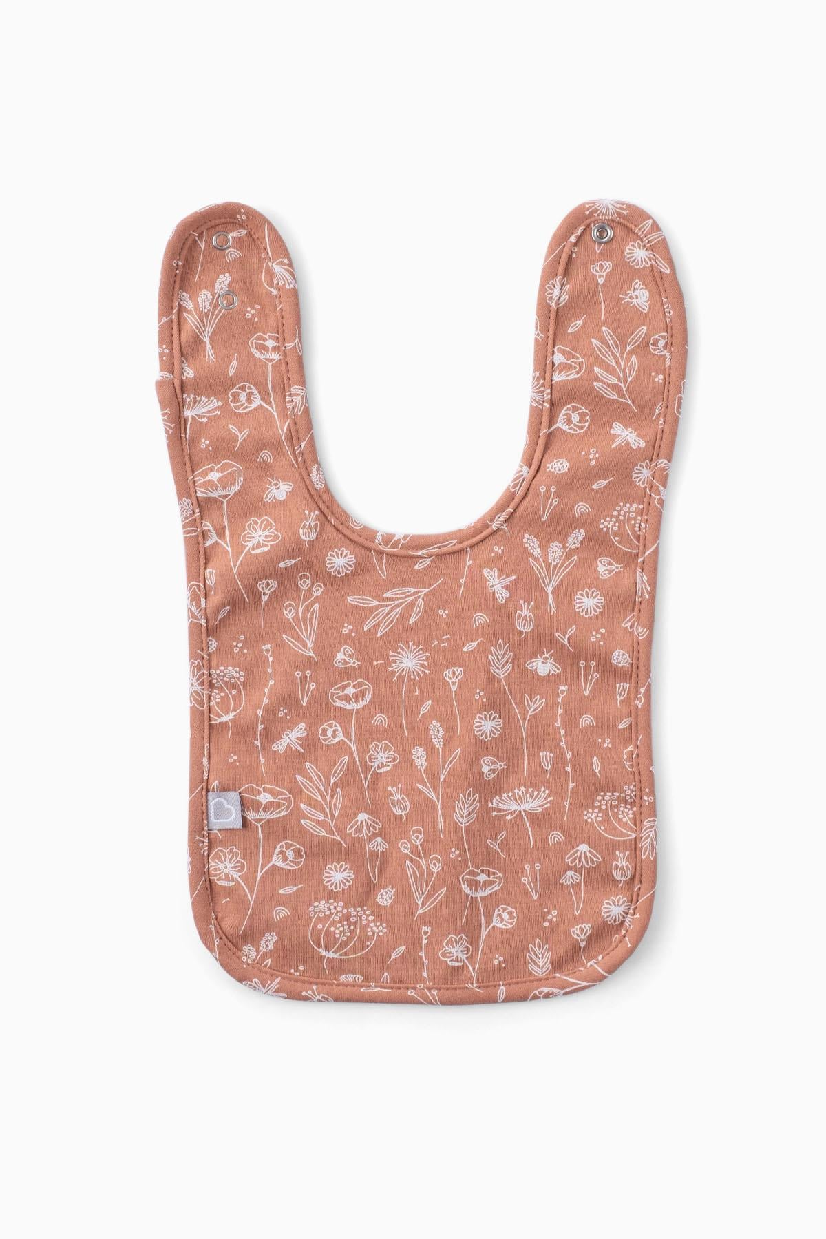 Boumini Sıvı Geçirmez Mama Önlüğü Bahar Çiçekli  Kiremit 21x35cm