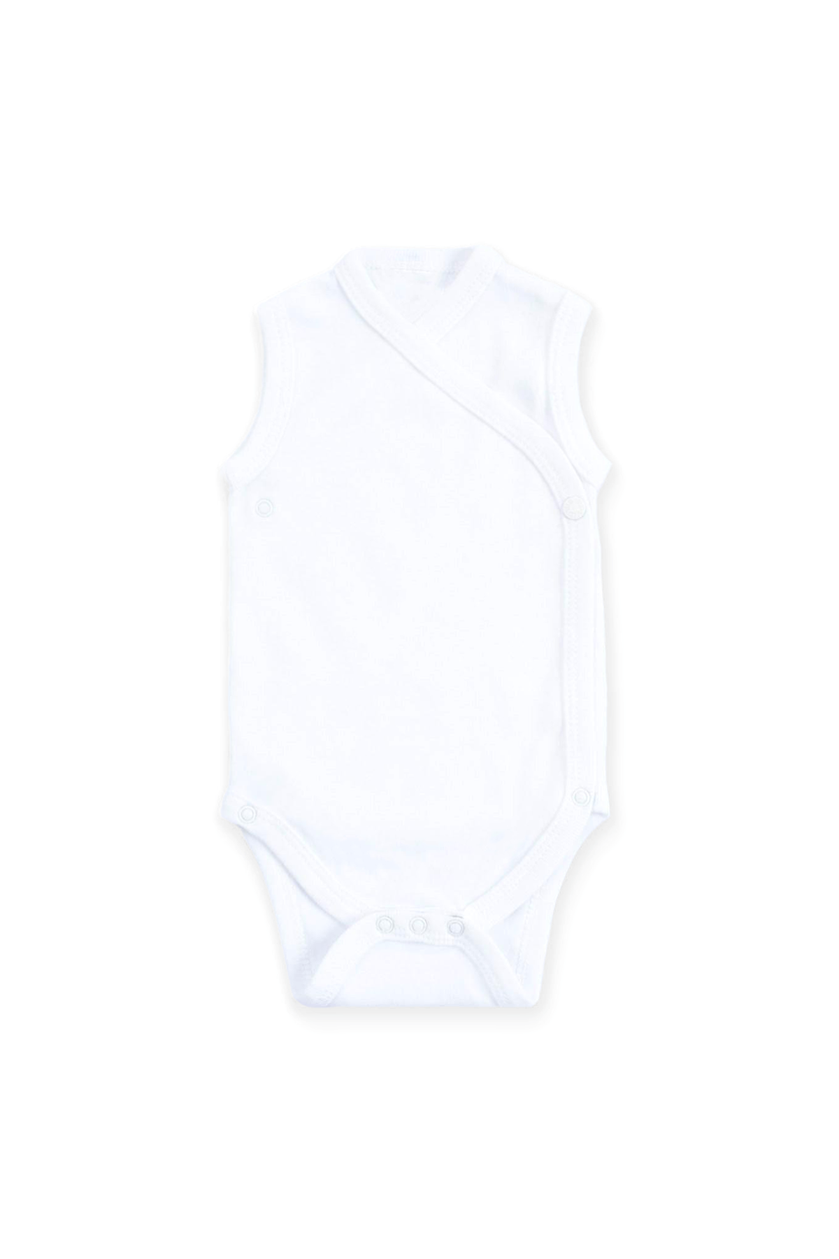 Pamuklu Prematüre Bebek Body Kolsuz Kruvaze Beyaz Zıbın