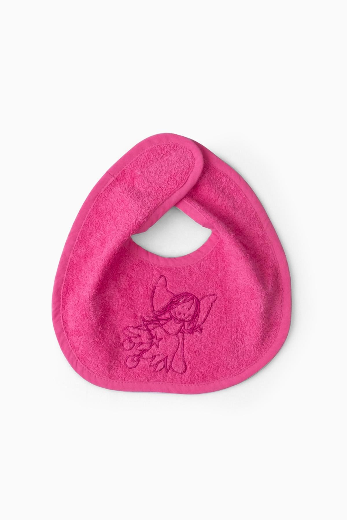 Peri Kızı Nakışlı Havlu Mama Önlüğü 27x25 cm Fuşya