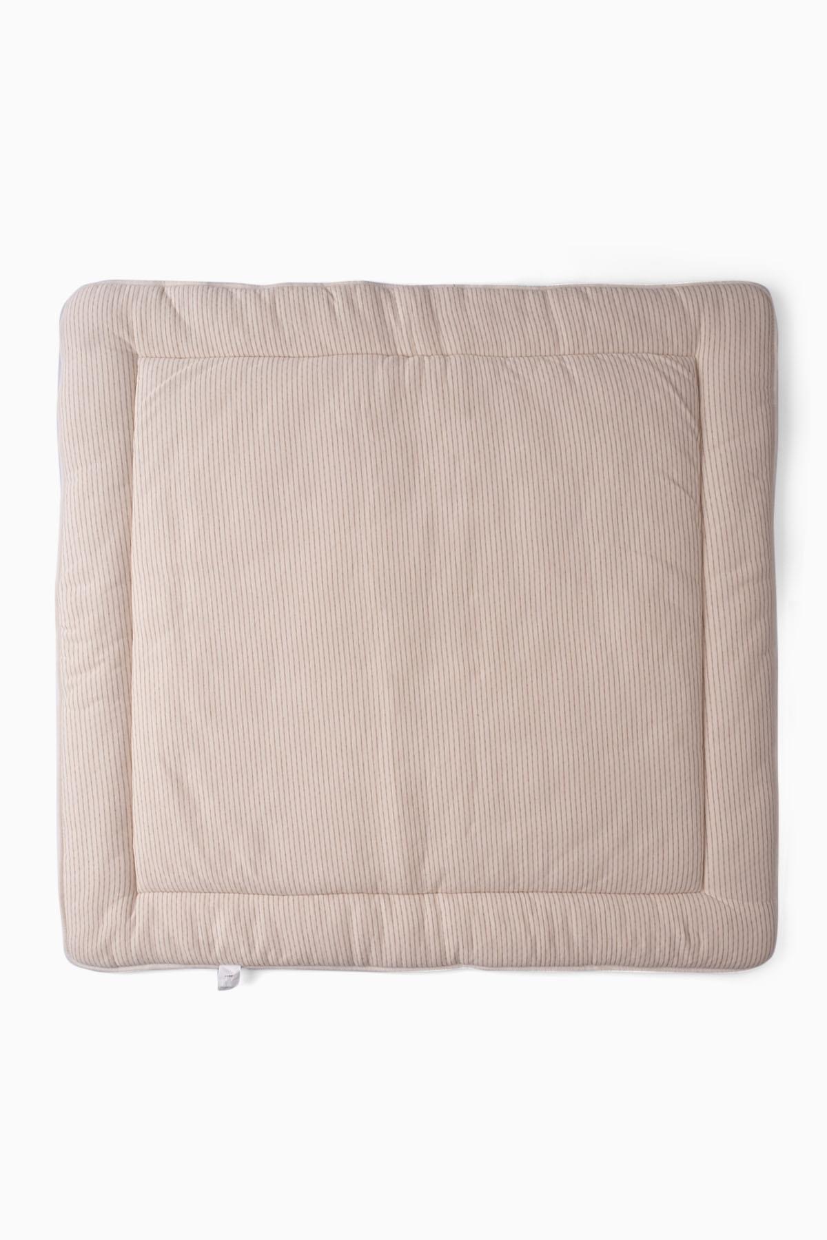 Çizgiler Emekleme Minderi Oyun Matı 100x100x5 cm Kahverengi