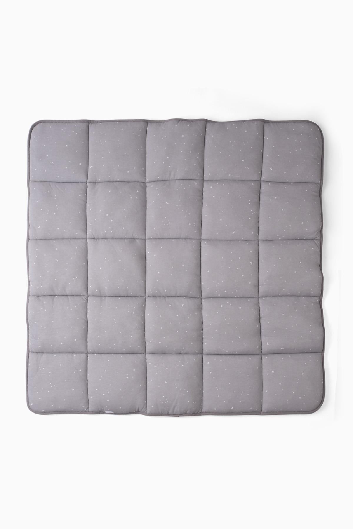 Gökyüzü Yıldızlar Emekleme Minderi Oyun Matı 100x100x5 cm Gri