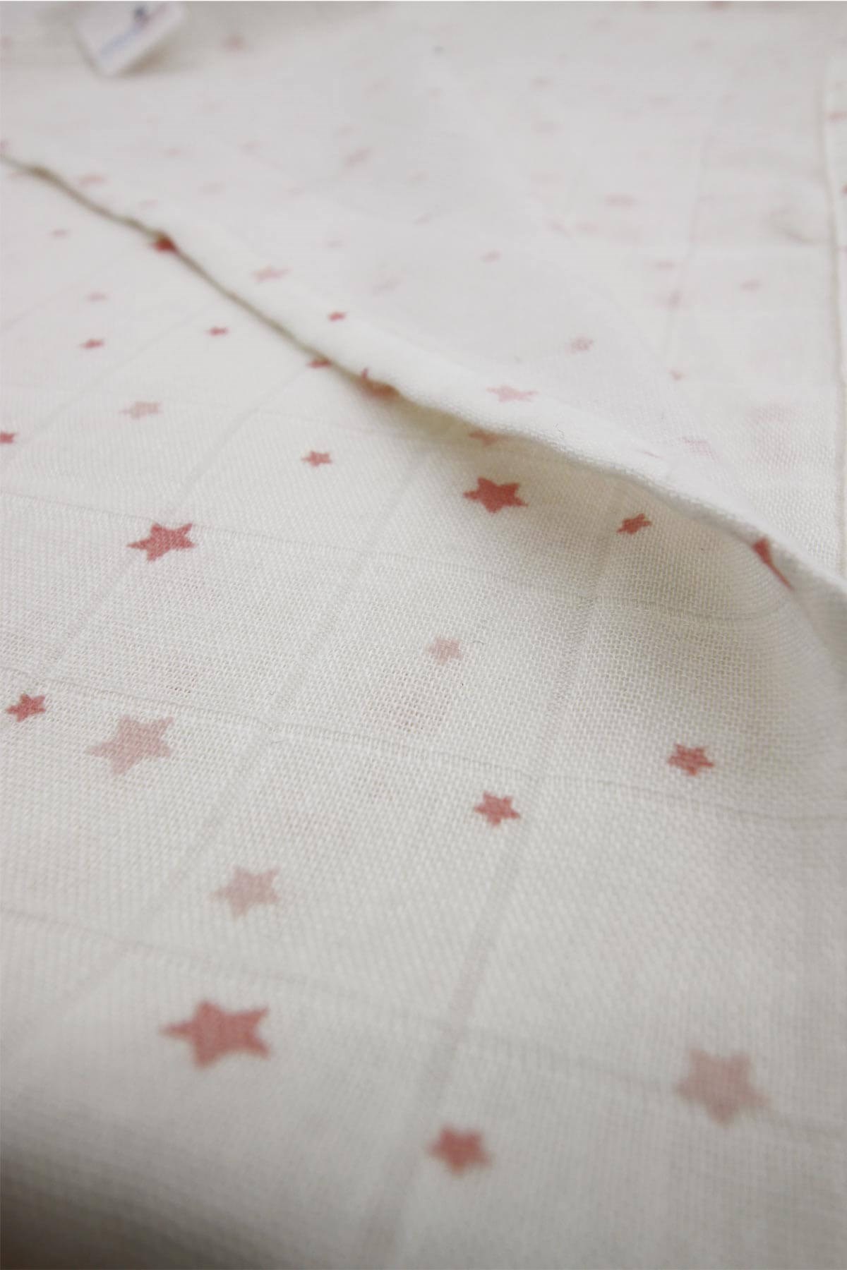 Battaniye Yıldız Desenli Bambu Çok Amaçlı Müslin Örtü 115*115 cm Uygun Bebe