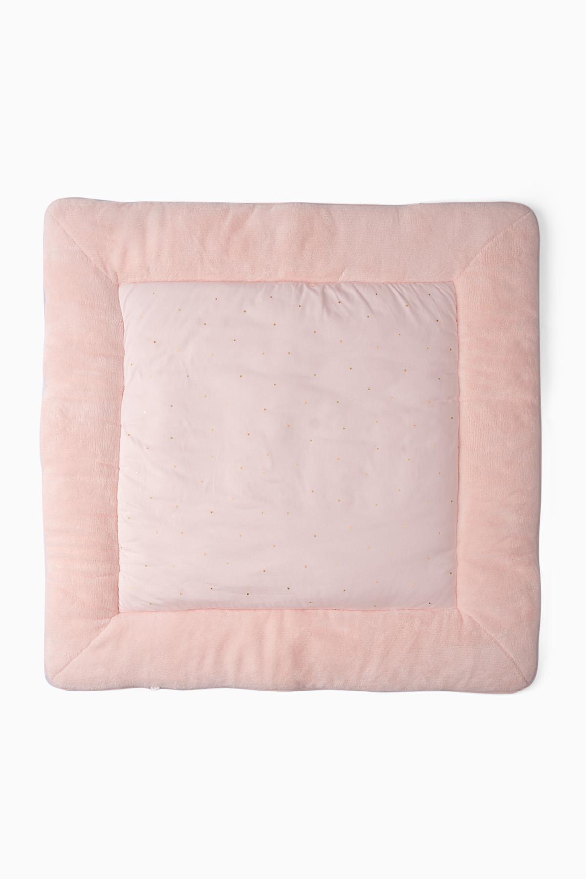 Boumini Yaldızlı Bebek Emekleme Minderi 100x100x5 cm Oyun Minderi Pembe