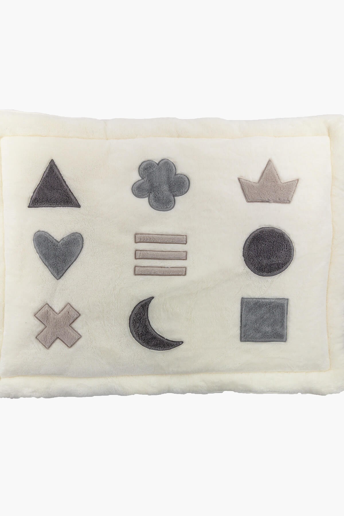 Bebek Oyun Minderi Şekiller Emekleme Minderi 75x95x5 cm Oyun Matı Krem Uygun Bebe