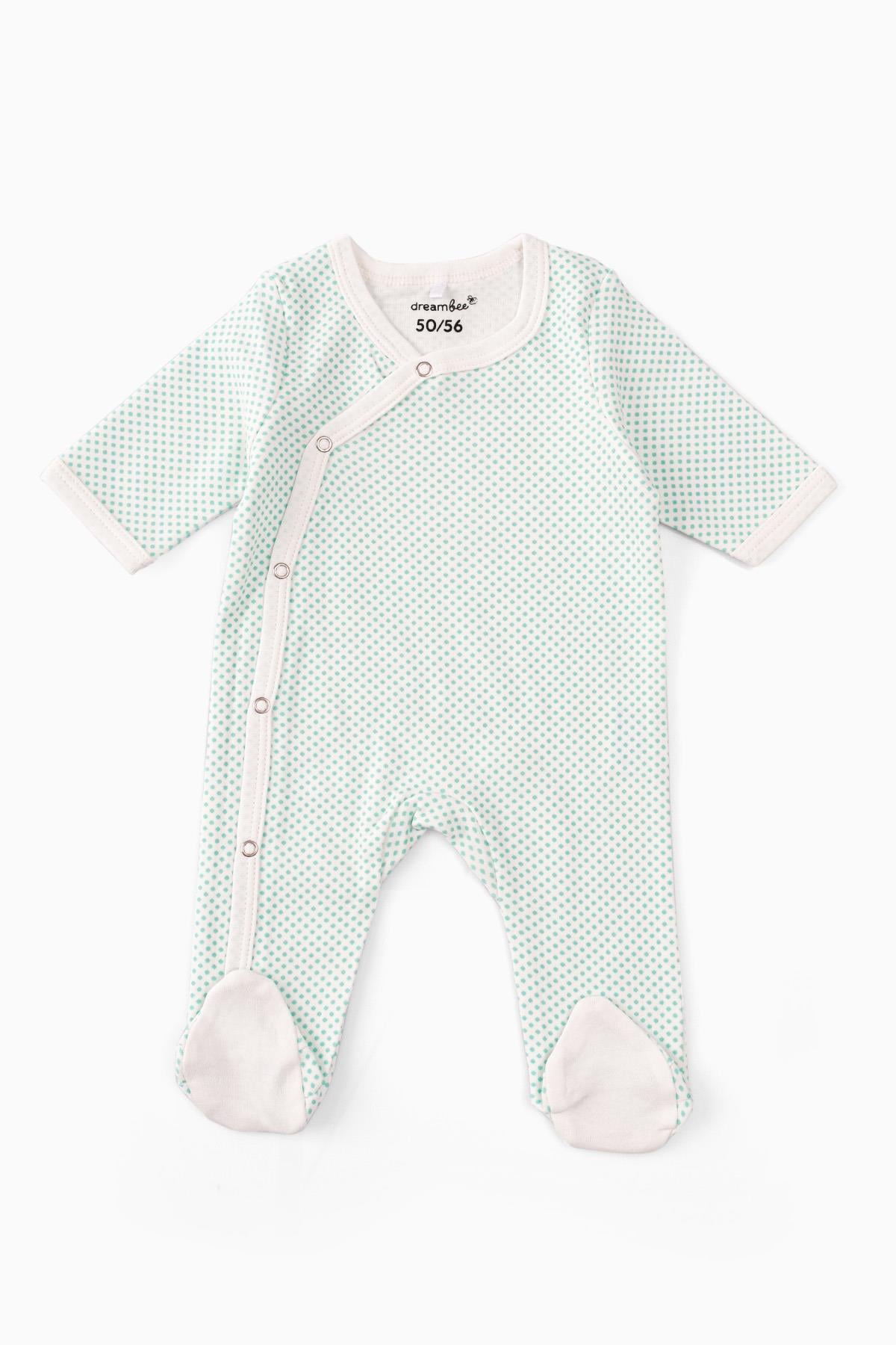 Bebek Patikli Tulum Yeşil NoktalıTulum Bebek Patikli Tulum Yeşil Noktalı Uygun Bebe