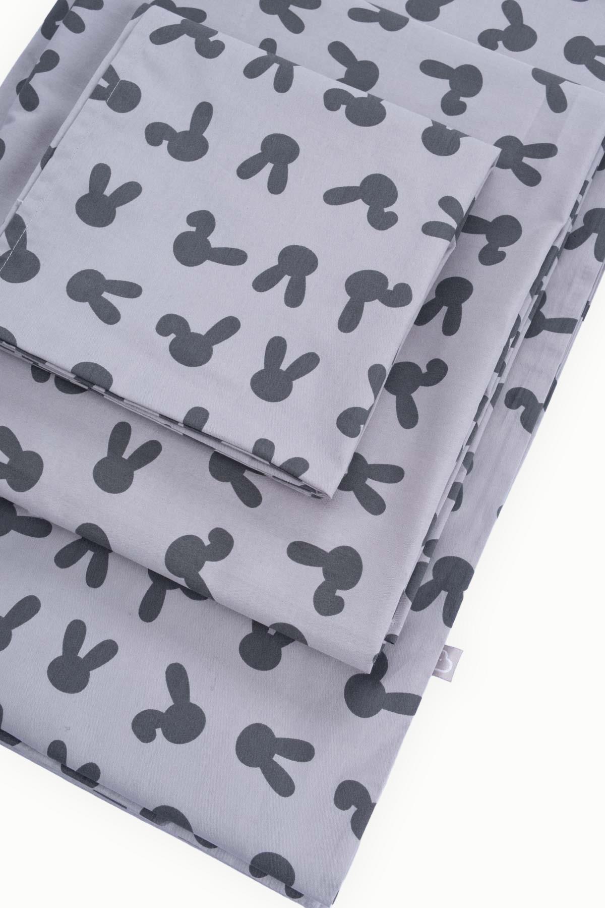 BouminiBoumini % 100 Pamuk Bebek Nevresim Takımı Tavşan Kulağı GriNevresim Takımları