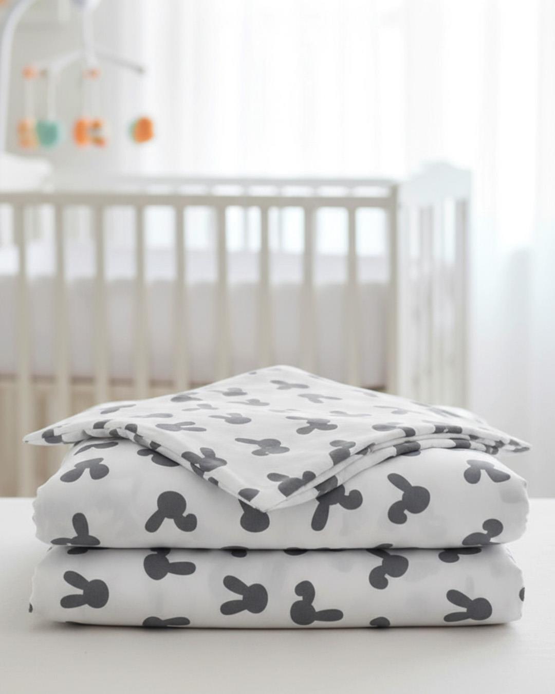 BouminiBoumini % 100 Pamuk Bebek Nevresim Takımı Tavşan Kulağı BeyazNevresim Takımları