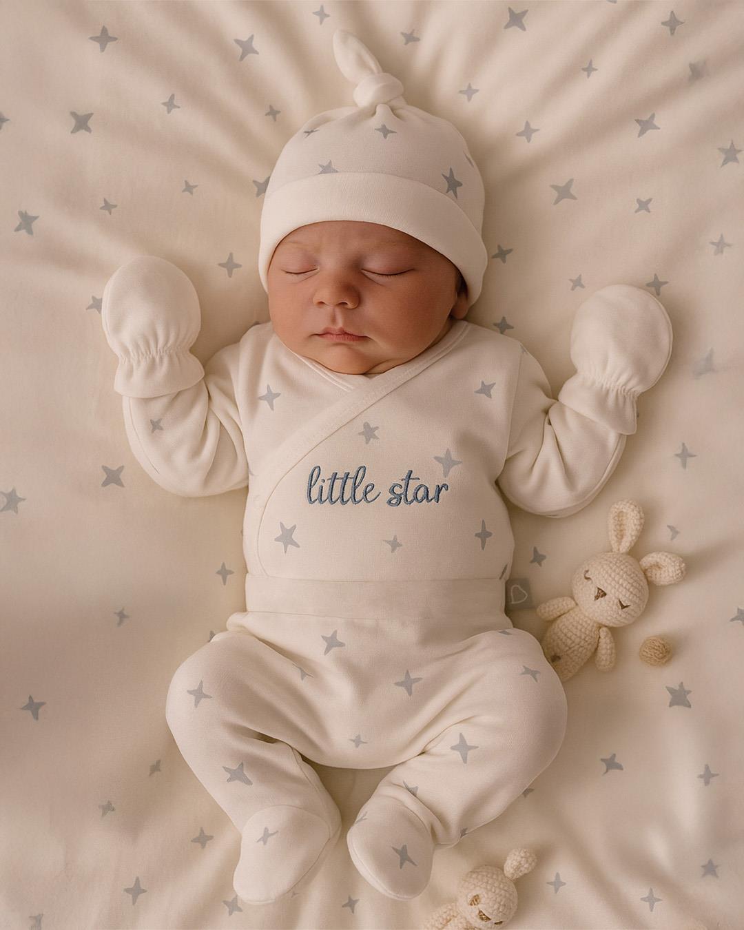 BouminiBoumini 6'lı Bebek Hastane Çıkış Seti Little Star MaviHastane Çıkış Setleri