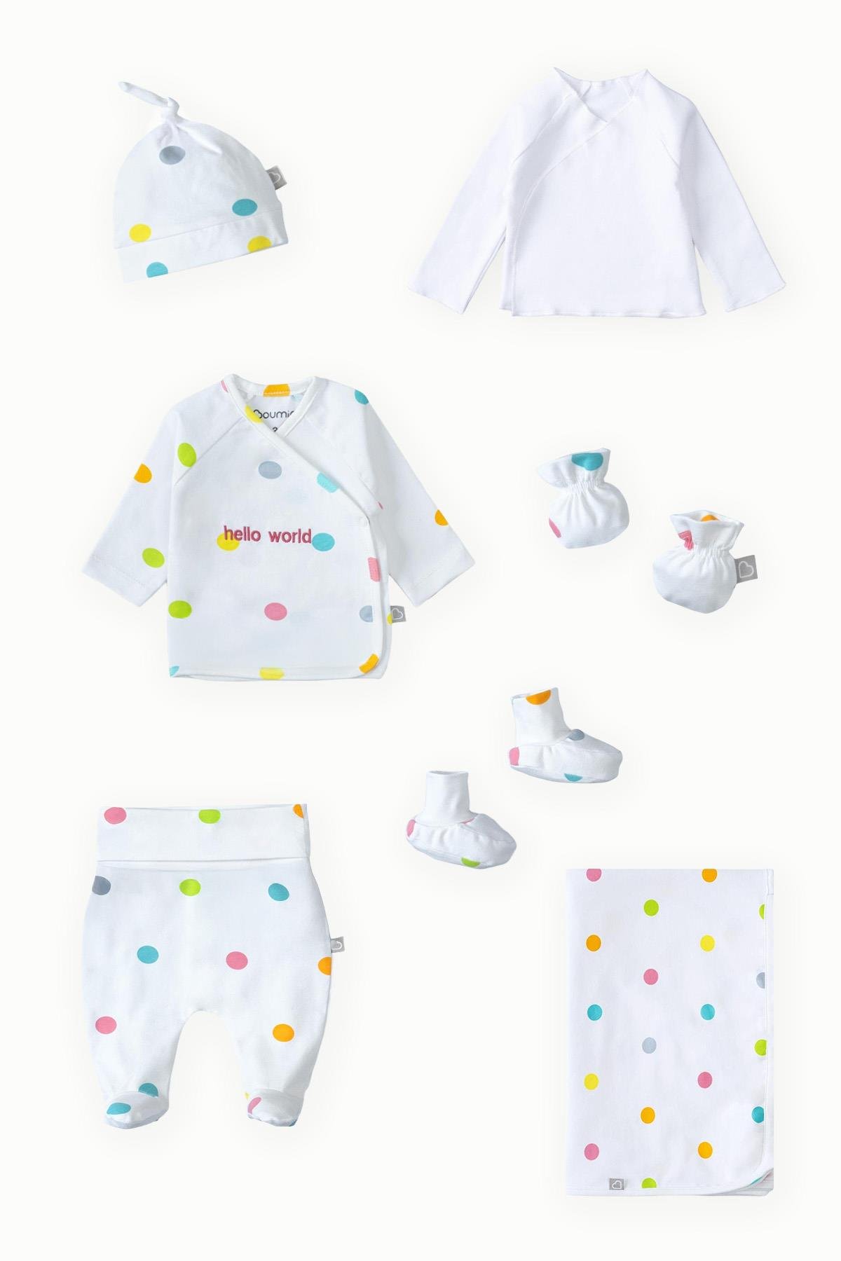 BouminiBoumini 7'li Bebek Hastane Çıkış Seti Hello World PembeHastane Çıkış Setleri