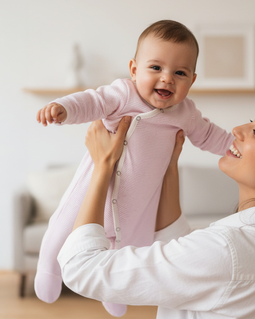 BouminiBoumini Bebek Tulumu Pembe Çizgili Patikli TulumTulum