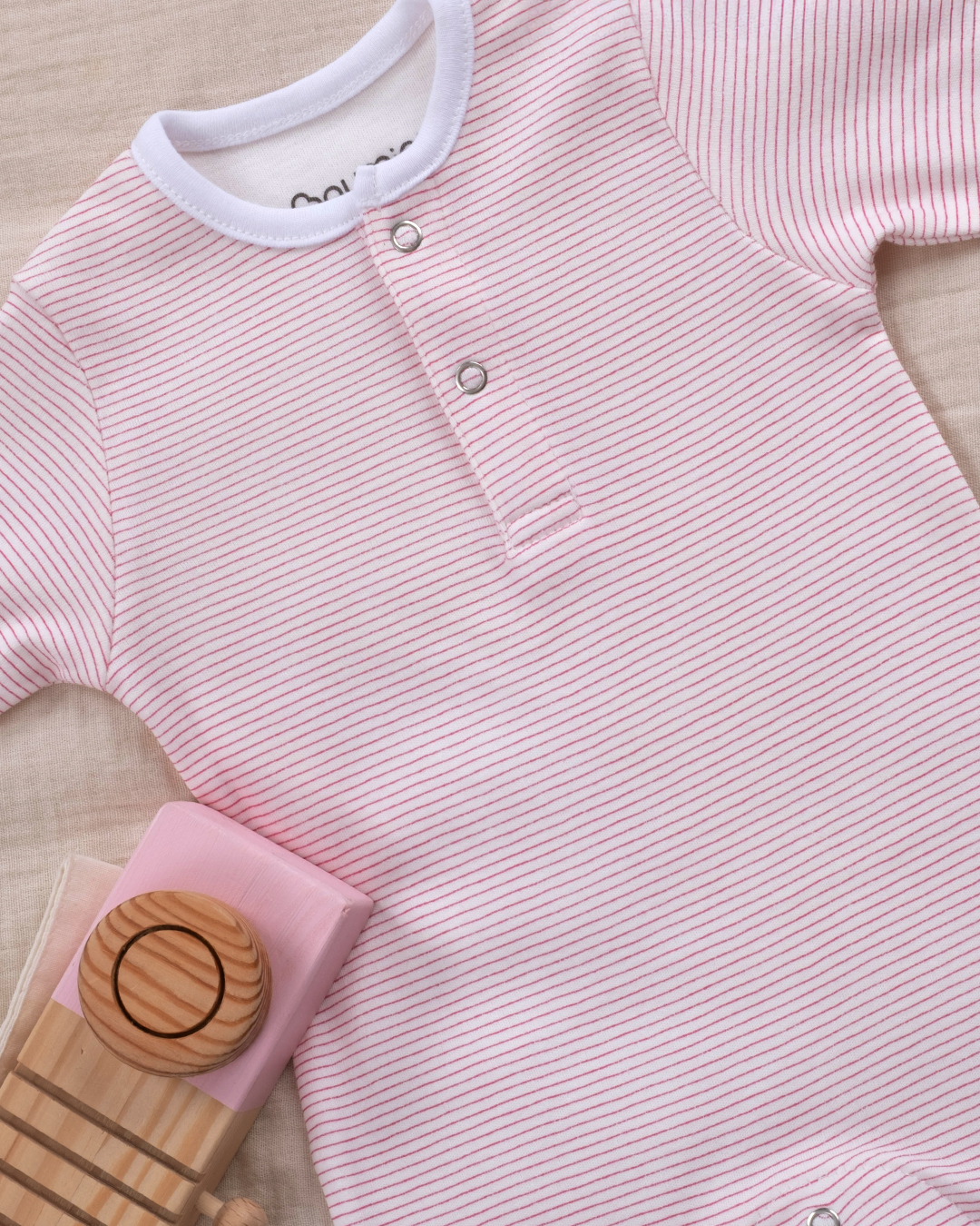 BouminiBoumini Bebek Uzun Kollu Çıtçıtlı Tulum Pembe ÇizgiliTulum