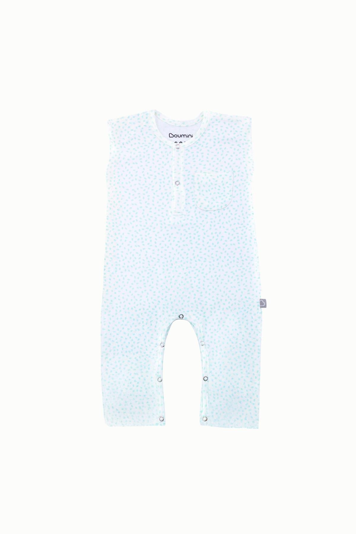 BouminiBoumini Kolsuz Uzun Bacaklı Çıtçıtlı Bebek Tulum Yapraklar MintTulum