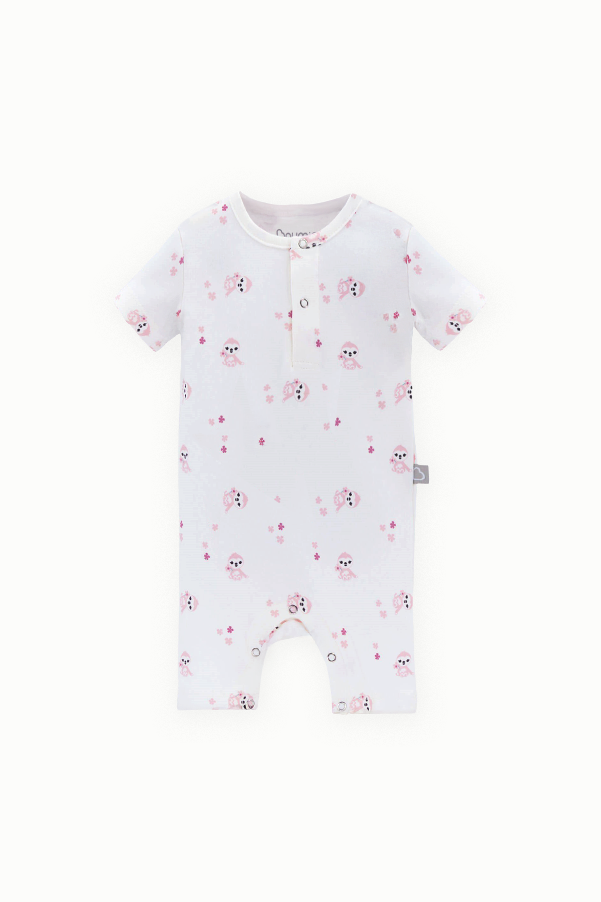 BouminiBoumini Pamuklu Kısa Kollu Şort Bebek Tulum Pembe MiskinTulum