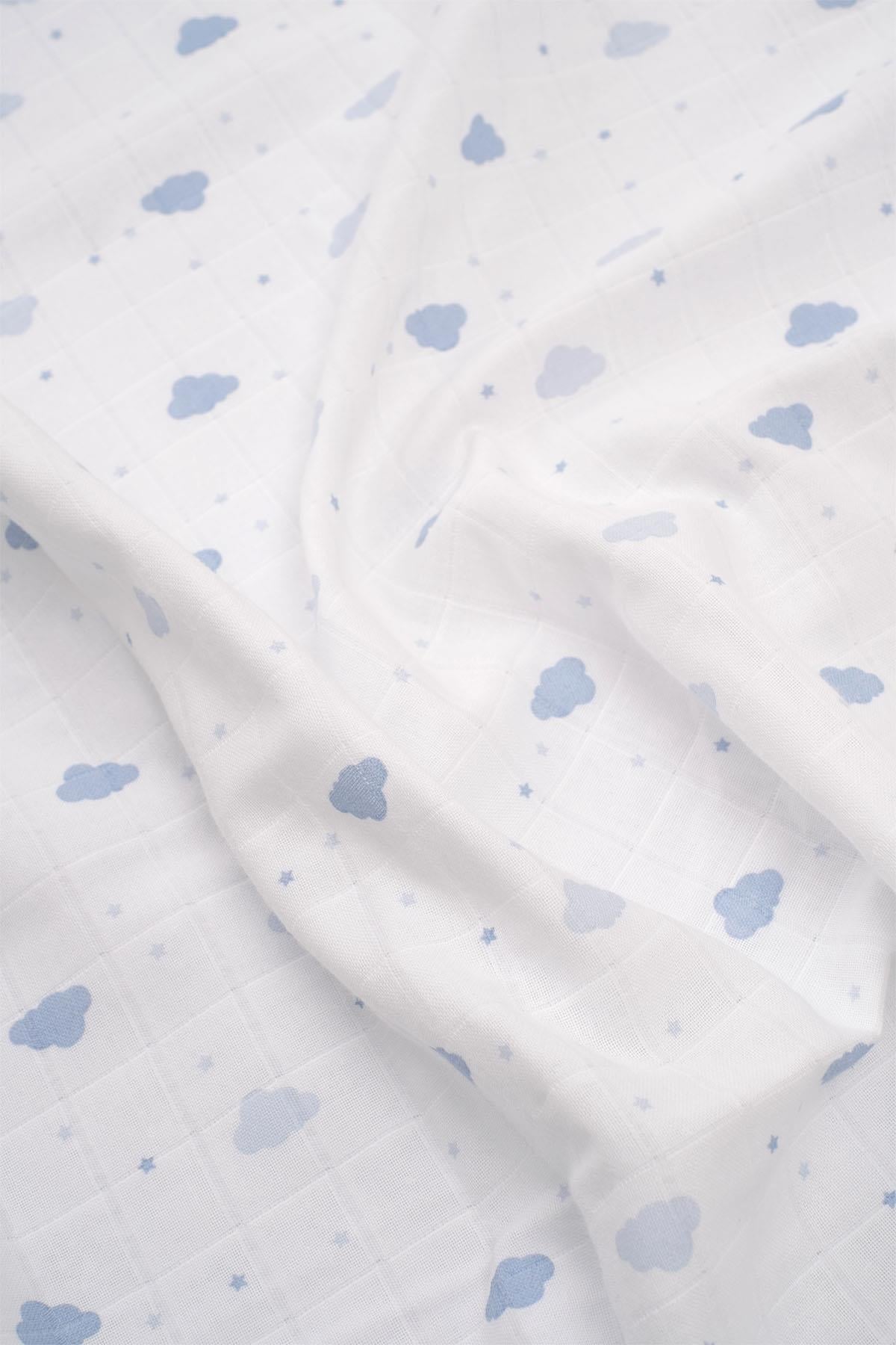 Bulut Desenli Bambu Çok Amaçlı Müslin Örtü 115*115 cmMüslin Örtüler Bulut Desenli Bambu Çok Amaçlı Müslin Örtü 115*115 cm Uygun Bebe