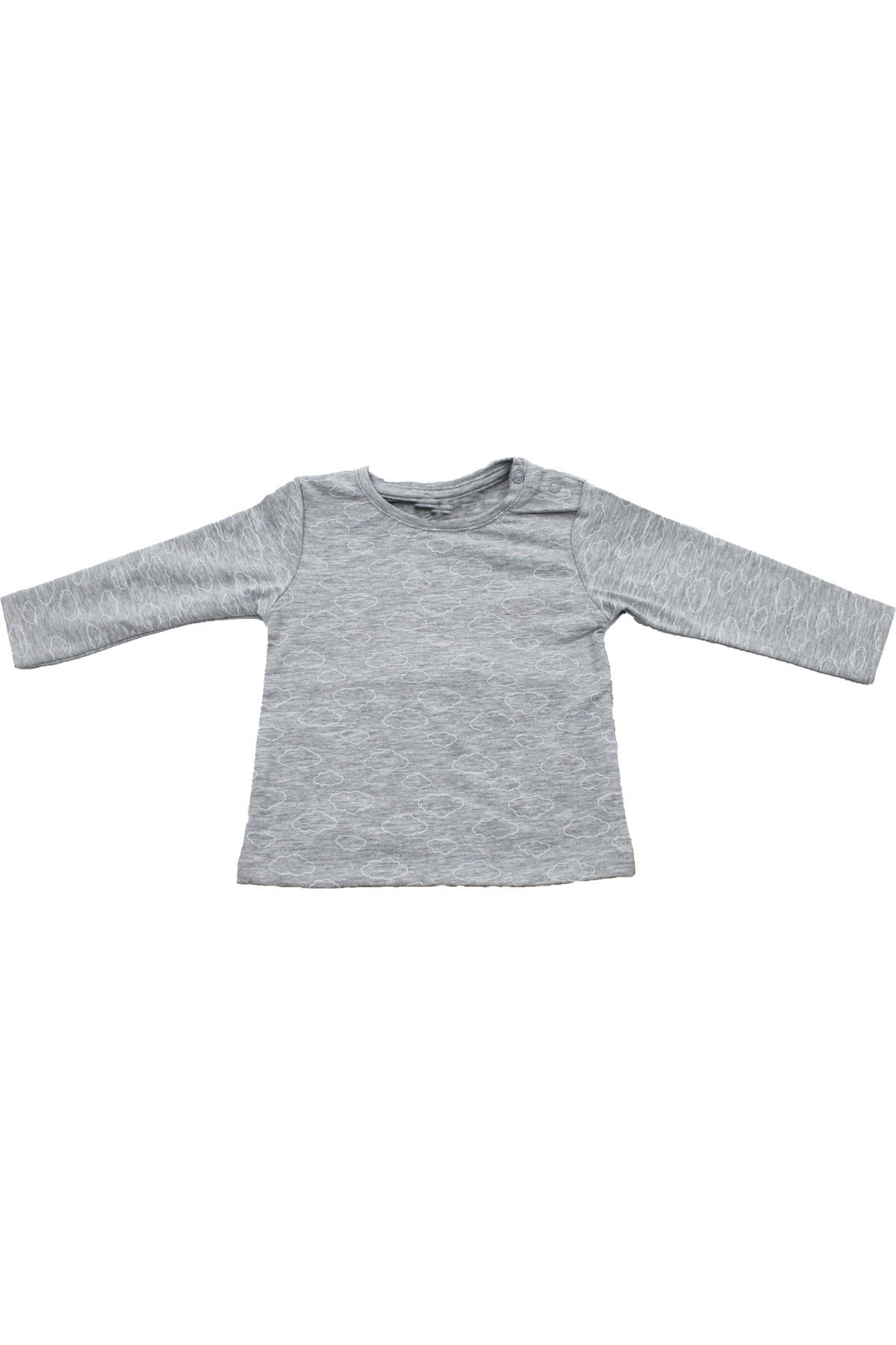 Bebek Uzun Kollu Bulut Desenli Tişört Gri