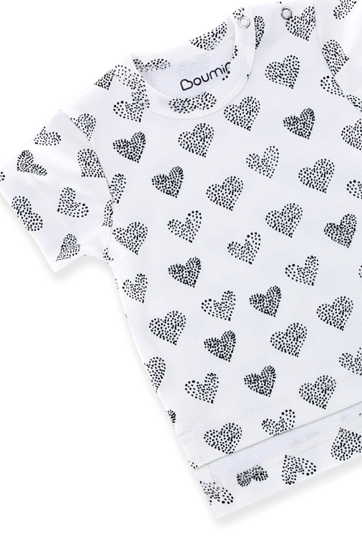 Boumini Çocuk Kısa Kollu Tişört Kalpler Ekru