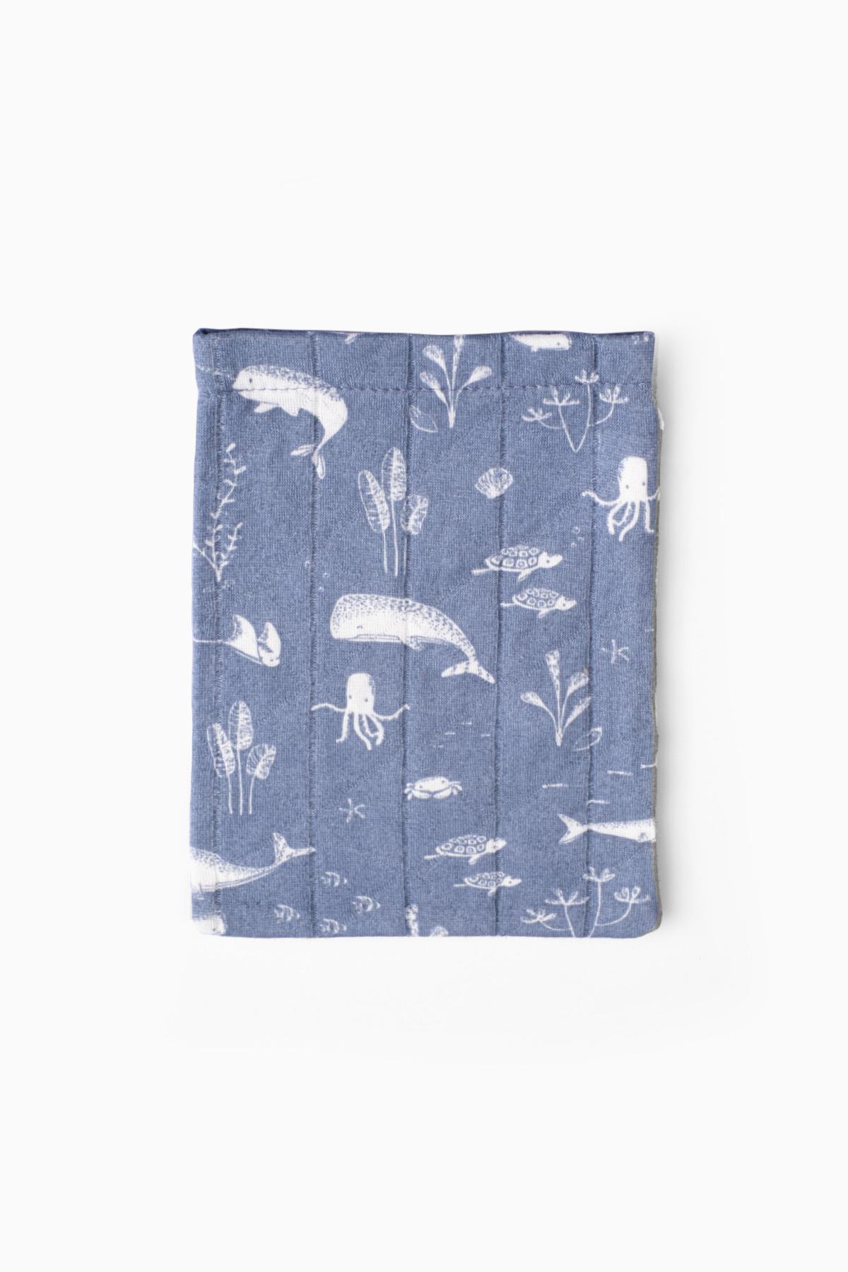 Bebek Müslin Kese Balık Desenli Mavi