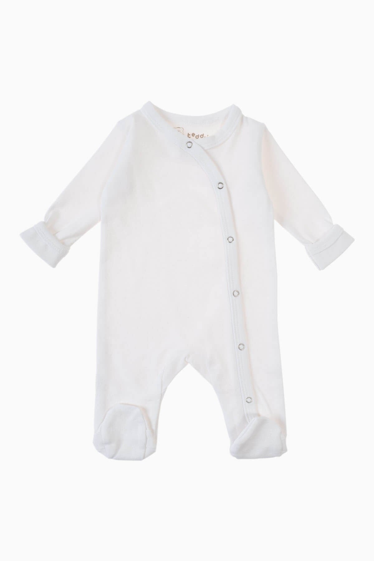 Patikli Prematüre Bebek Tulumu BeyazTulum Patikli Yenidoğan Beyaz Bebek Tulumu Uygun Bebe