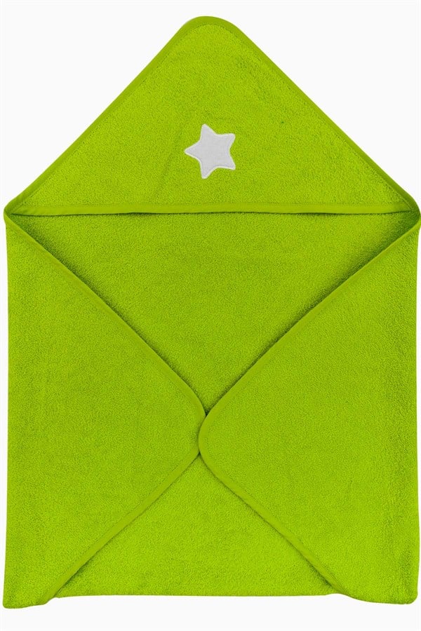 Havlu & Bornoz Kapşonlu Bebek Kundak Havlu Yıldızlı Fıstık Yeşil Uygun Bebe