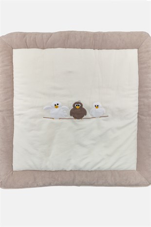 Bebek Oyun Minderi İpteki Kuşlar Emekleme Minderi 100x100x5 cm Oyun Matı Uygun Bebe