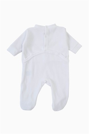 Beyaz Kadife Bebek Tulumu Yenidoğan 0-1 ayTulum Beyaz Kadife Bebek Tulumu Yenidoğan Hastane Çıkış Tulumu Uygun Bebe