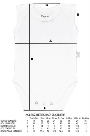 Body&Zıbın Boumini Kolsuz Bebek ÇıtÇıtlı Body Beyaz Zarf Yaka 0-36 ay Boumini