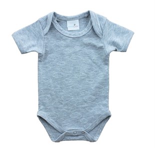 Body&Zıbın Bulut Desenli Kısa Kollu Bebek Çıtçıtlı Body Uygun Bebe