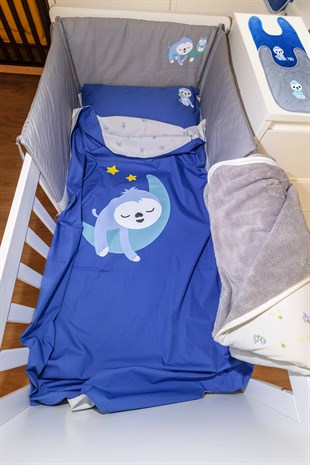Nevresim Takımları Mavi Tembel Hayvan Yatak koruma Nevresim Takımı Battaniye Havlu Kundak Alt Açma Çarşafı Takımı Uygun Bebe
