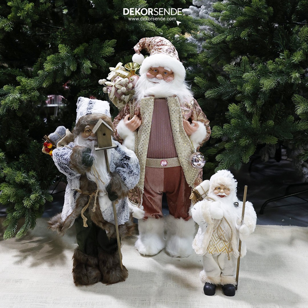 Baklava Desen Noel Baba Beyaz Altın 30 cm