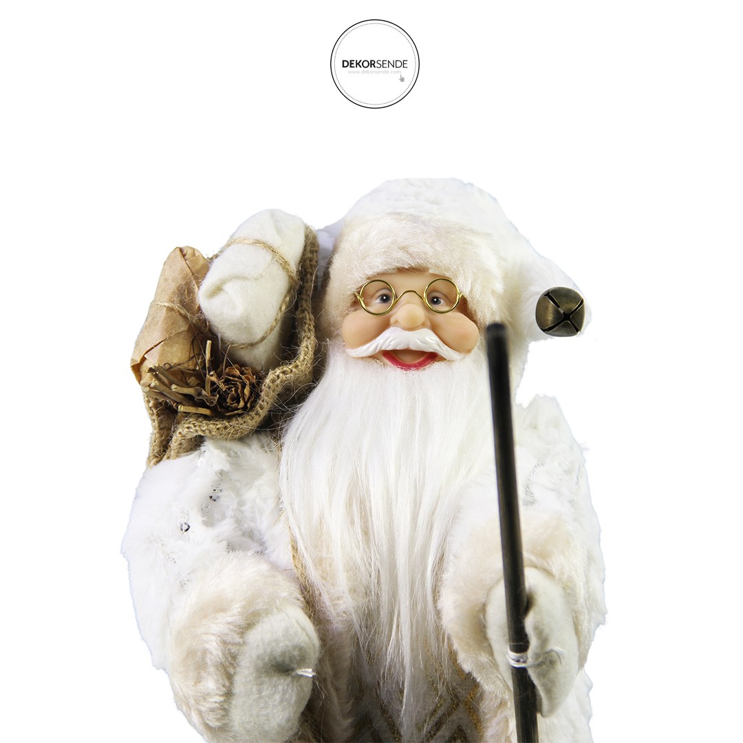 Baklava Desen Noel Baba Beyaz Altın 30 cm
