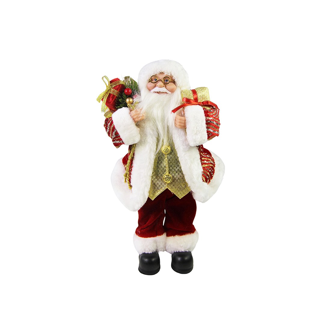 Çizgili Sarı Pullu Noel Baba Kırmızı 30 cm
