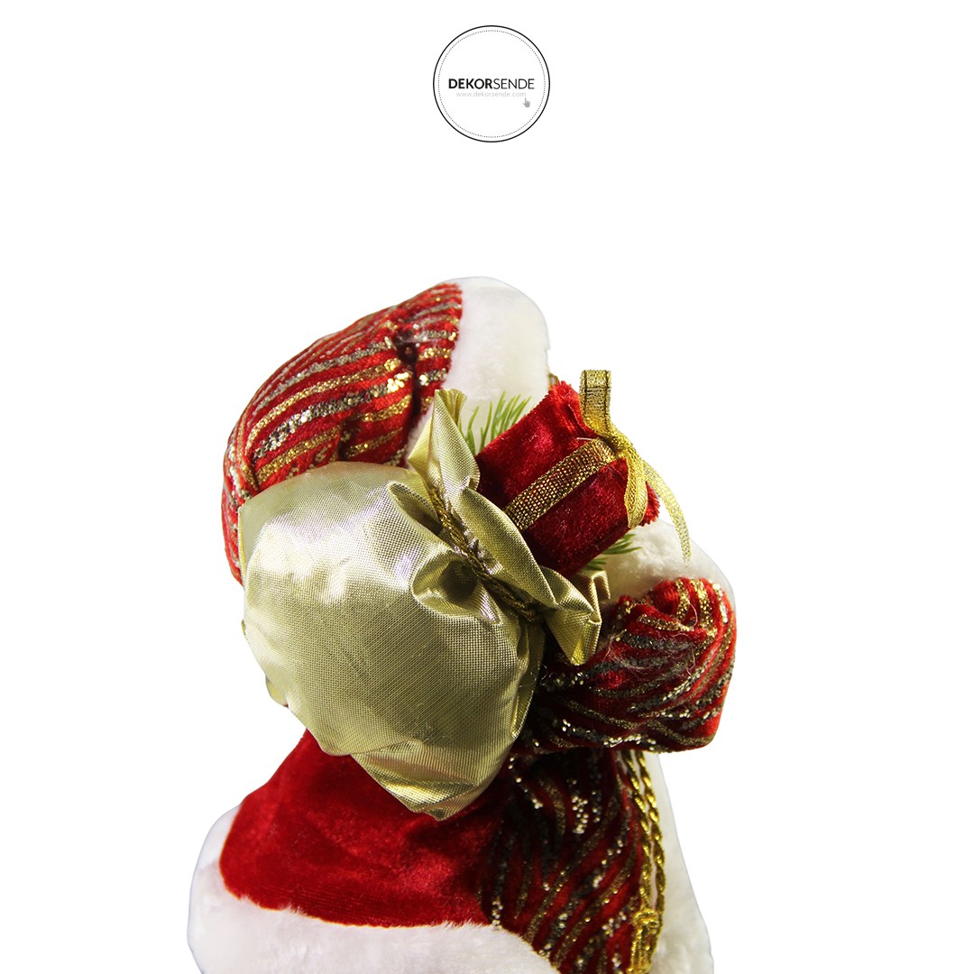 Çizgili Sarı Pullu Noel Baba Kırmızı 30 cm