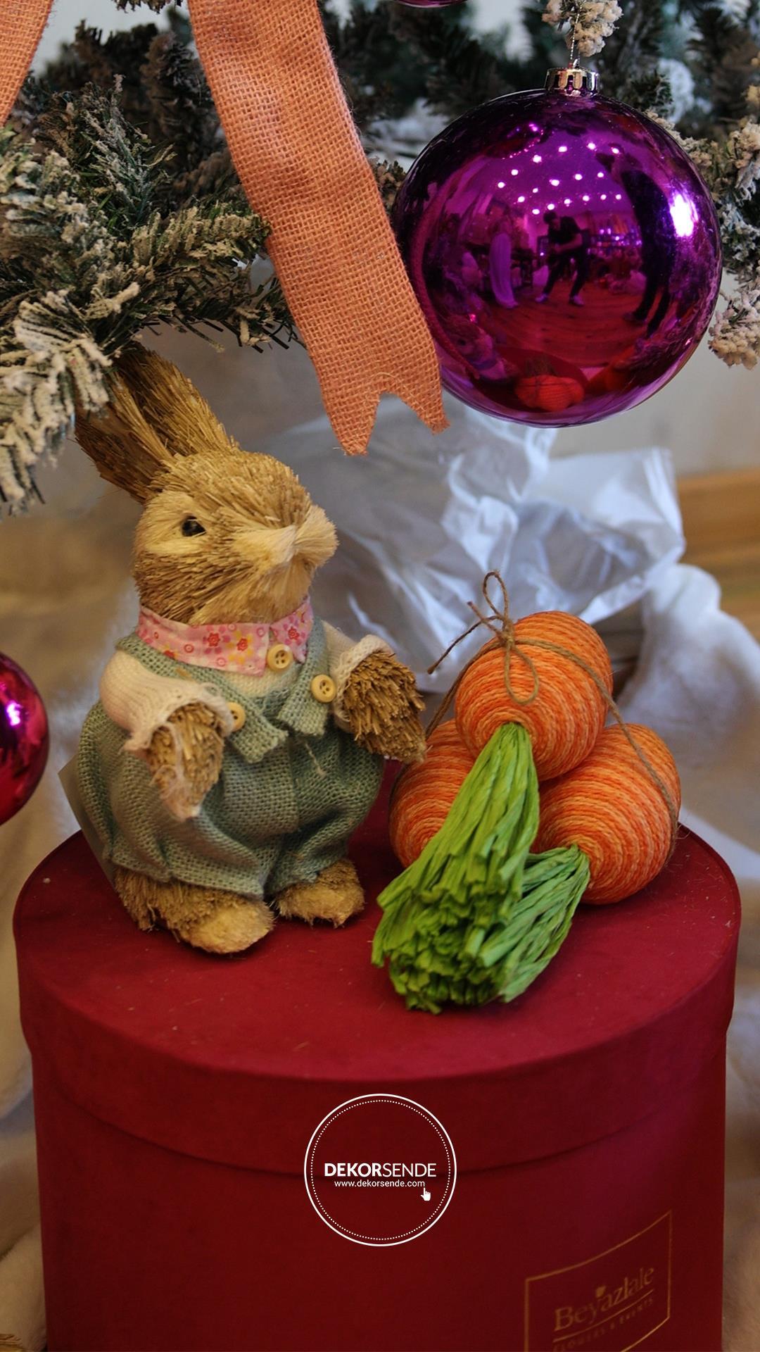 Dekoratif 3lü Hasır Havuç Turuncu 20 cm