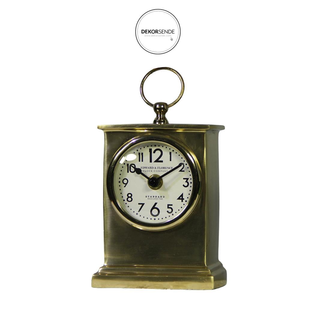 Dikdörtgen Vintage Klasik Masa Saati 16 cm Altın